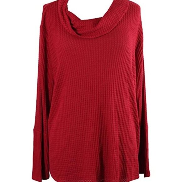 Style & Co Plus Red Knit Cowl Neck Casual Top - Picture 2 of 7
